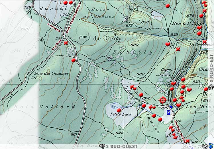 Carte 1222 > Région Ferreyres - Val Engens - Carrière Jaune - Fours Romains