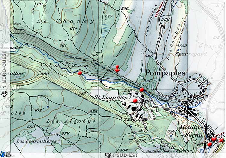 Carte 1222 > Région Pompaples - Nozon